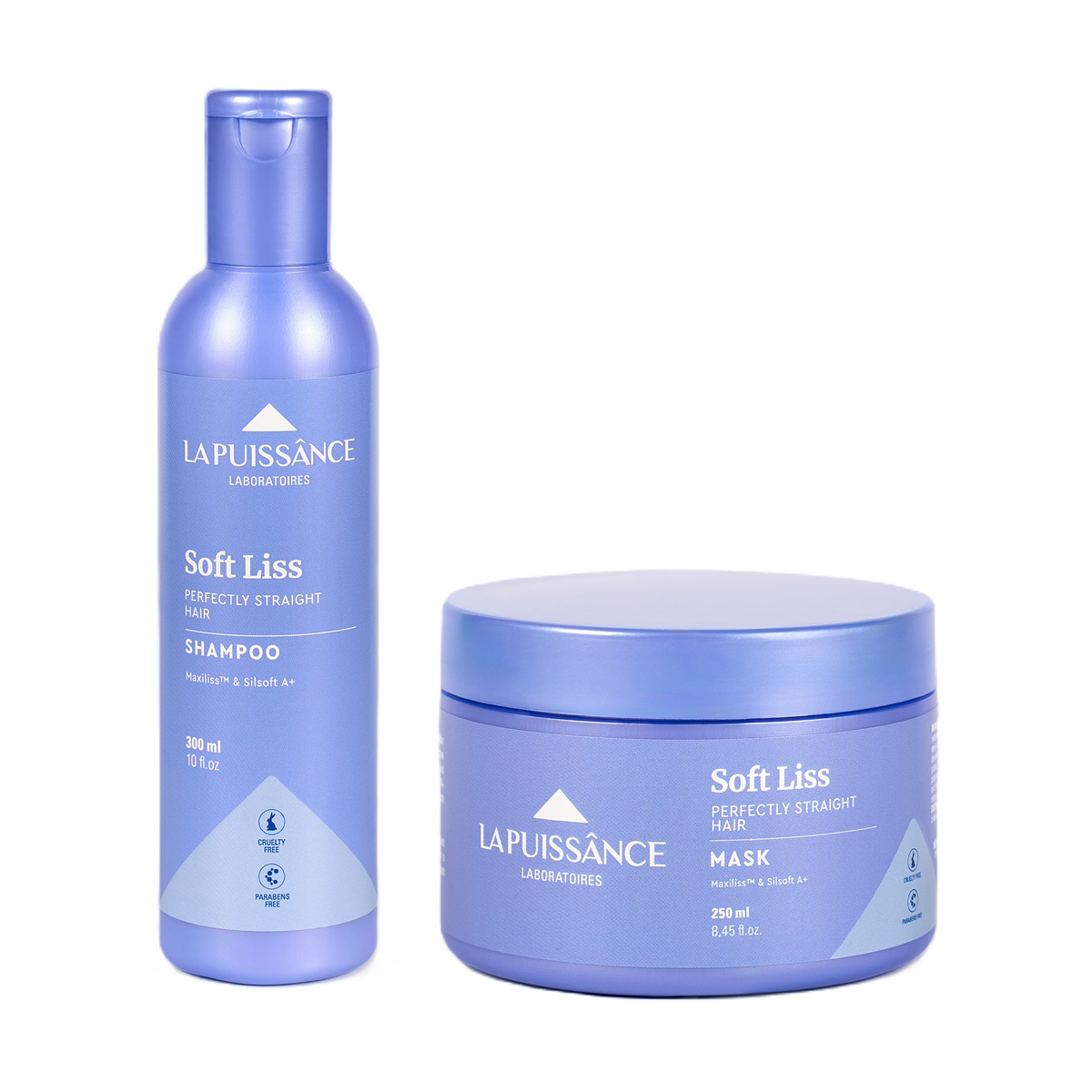 LA PUISSANCE Soft Liss Smoothing Set – Shampoo + Deep Conditioning Mask with Maxiliss™, Silsoft A+, Peptides, Jojoba Oil & Phytoqueratin – for Straight or Chemically Treated Hair