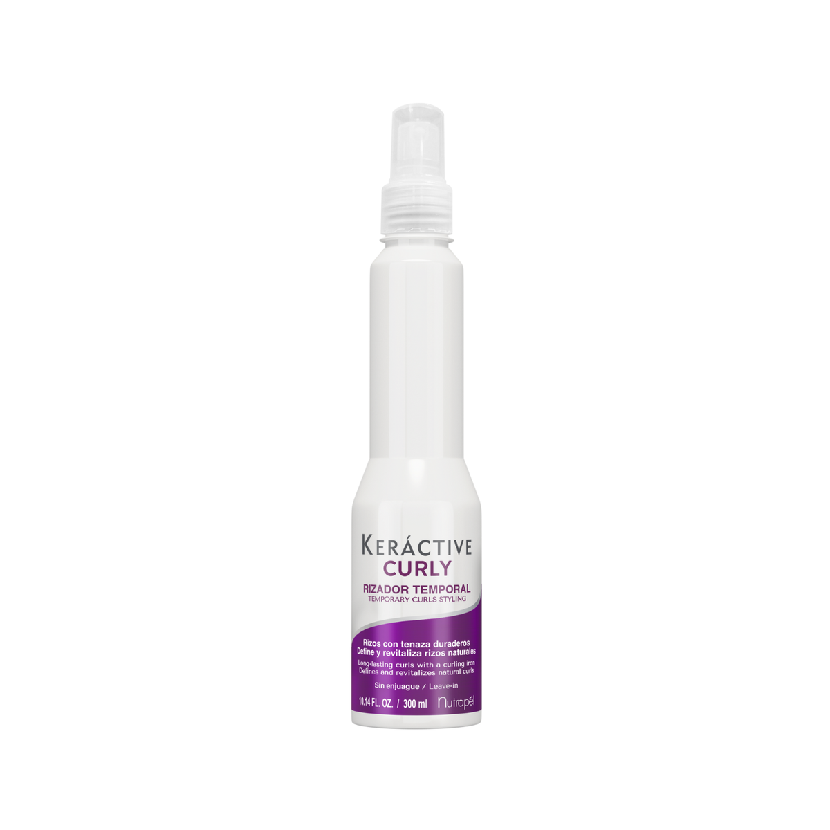 Nutrapel KERACTIVE CURLY Temporary Curls Leave-in Styling Spray for defining natural curls or create long-lasting temporal curls with hot tools. 10.14 FL.OZ