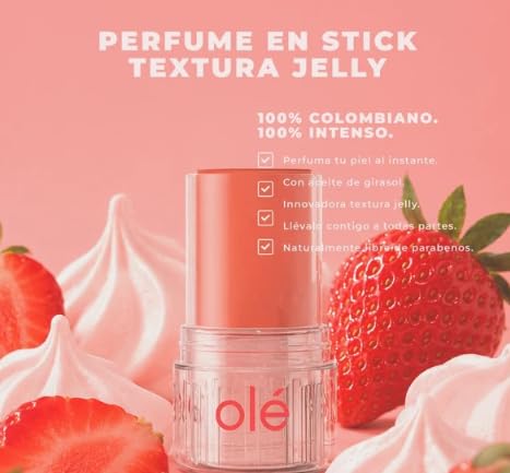 OLÉ Capilar Strawberry Merengón Jelly Fragrance Stick, 0.18 oz – Solid Body Fragrance, Sweet Strawberry Scent, Portable and Easy to Apply