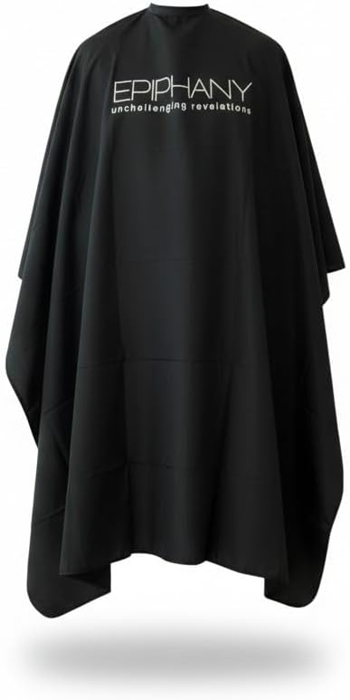 Epiphany Professional Barber & Hair Stylist Cape – Waterproof Hair Cutting Salon Cape with Adjustable Snap Closure, Lightweight Anti-Static Hairdresser Cape for Salon or Home Use, 57 x 67 in, Black