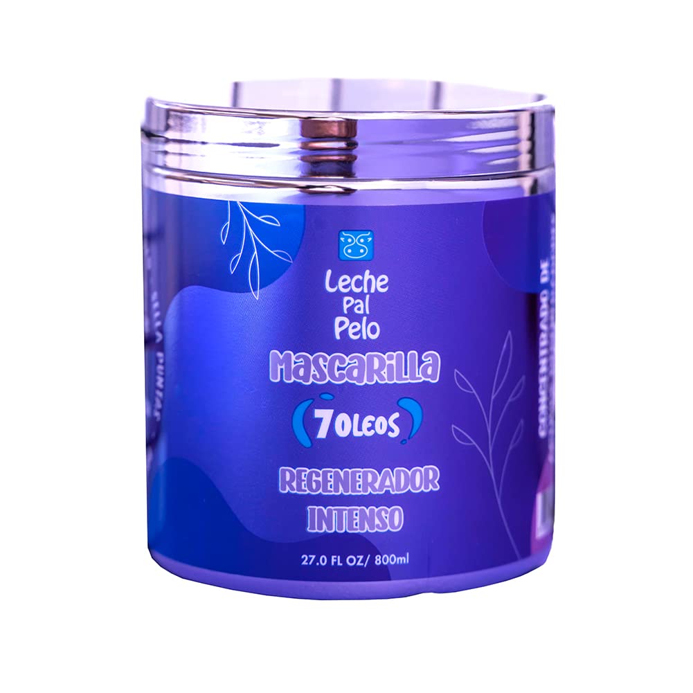 Leche Pal Pelo 7 Oleos Hair Treatment Mask | Dry, Damaged Hair | Argan, Shea butter, Macadamia, Coconut & More | Split Ends Moisturizer for Healthy, Silky & Shiny Hair- Paraben-Free. 27 oz – 800 ml