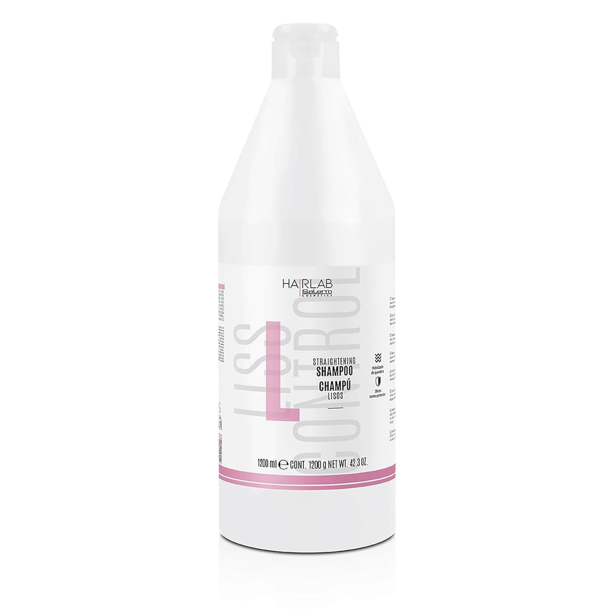 SALERM - Straightening Shampoo - Hair Lab - 1200 ml / 42.3 oz - Controls Hair Frizz - Smooth and Straight - With Heat Protector - Eases Styling - Sulfate-Free and Paraben-Free