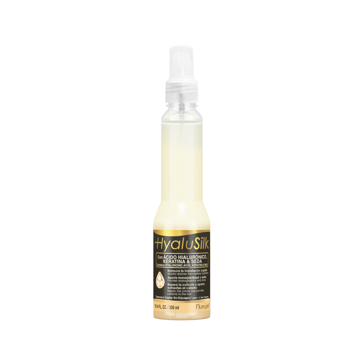 Nutrapel HYALUSILK Hair Treatment with Hyaluronic Acid, Keratin & Silk (Leave-In) 10.14 FL.OZ.