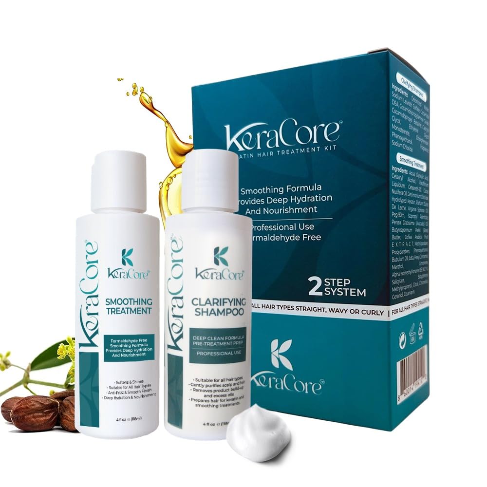 KeraCore Keratin Hair Treatment Kit | Semi-Permanent Hair Smoothing System with 30% Pro-Grade Power for Humidity-Proof 'Glass Hair' and All Day Confidence