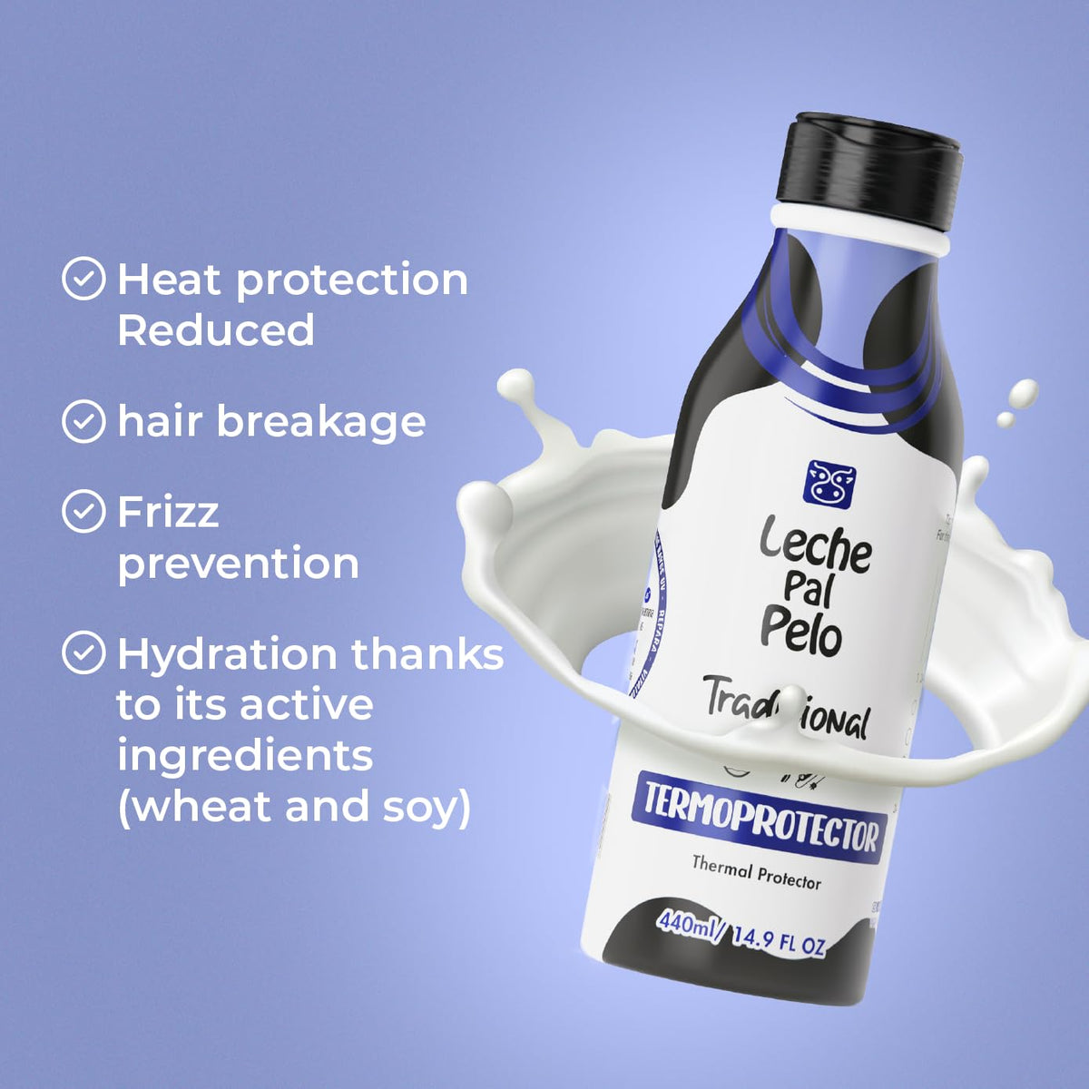 Leche Pal Pelo Traditional Thermal Protector for Hair Leave-in Treatment - Termoprotector cabello normal a graso 14.9 oz.