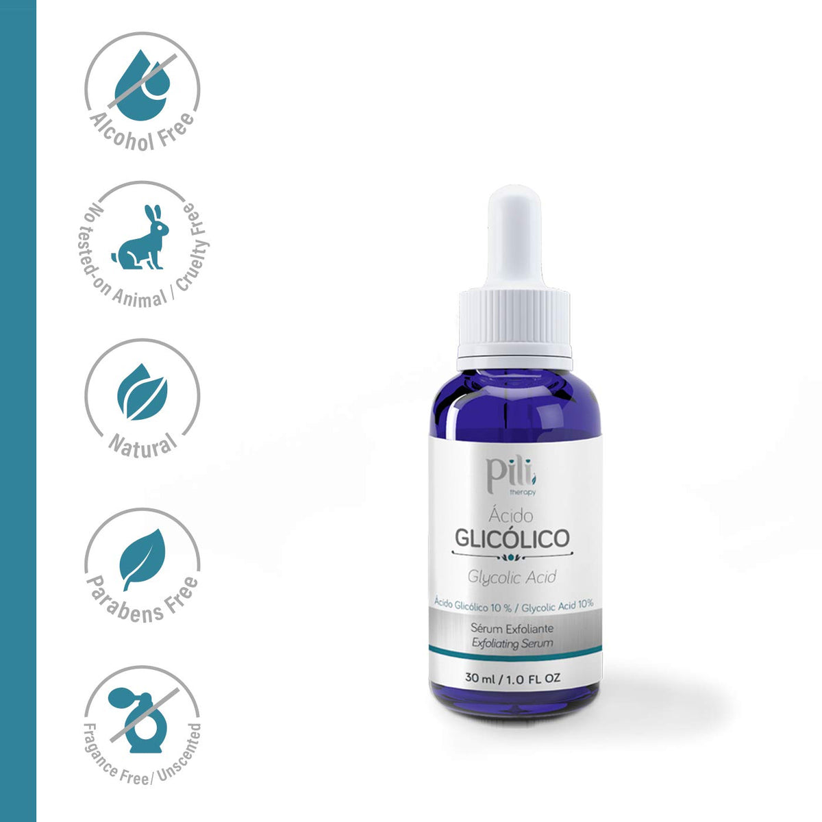 Pili Glycolic Acid 10% Concentration - | Skin Brightening, Smoothing, Exfoliating Serum | with AHA for Collagen and cell renewal Boost | 1 fl. oz bottle
