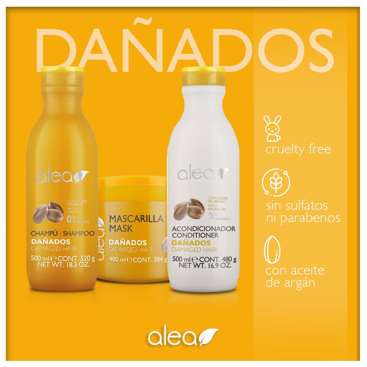Alea Damaged Hair Shampoo with Argan Oil 18.3oz / 500ml