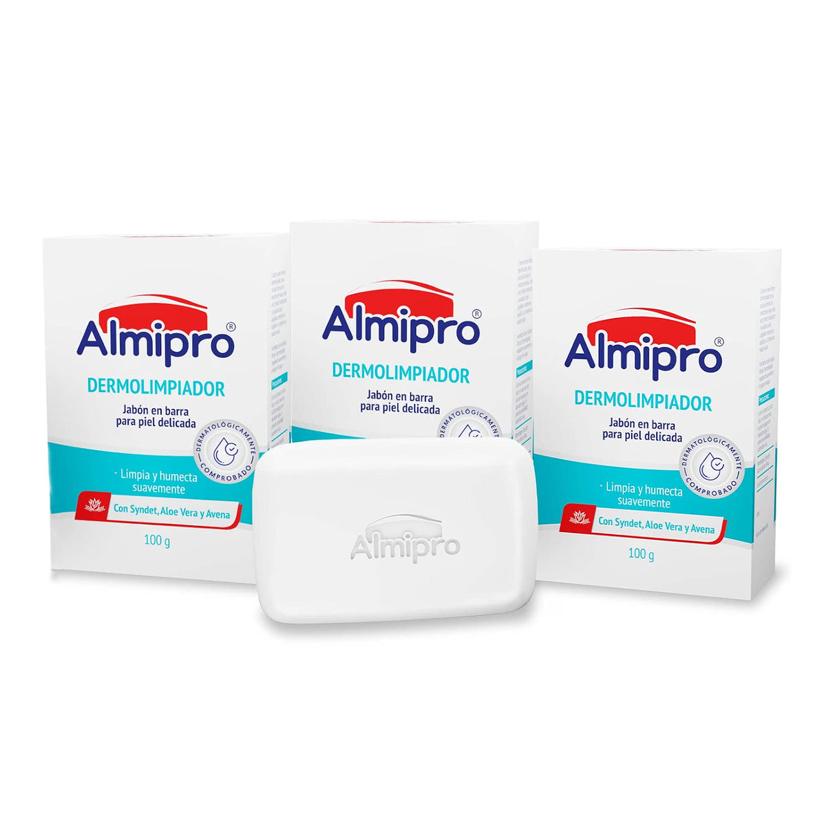 ALMIPRO - Face & Body Cleanser Bar Soap-Free Syndet with Oatmeal & Aloe Vera for Delicate Skin Gentle Wash Bar for All Skin Types 3.5 oz Bars, Pack of 3