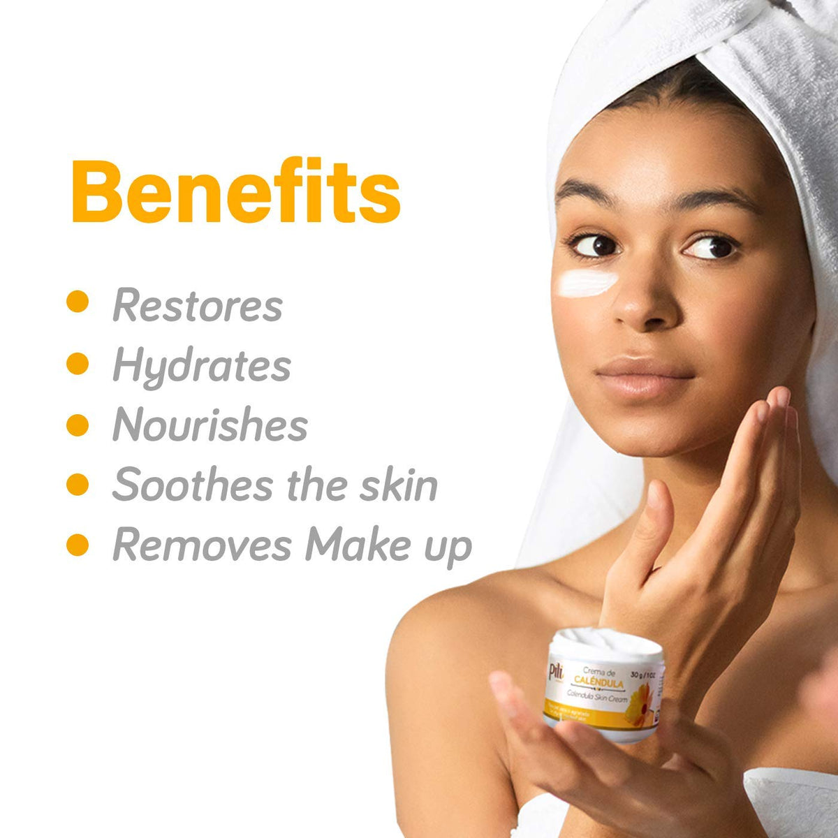 Pili Natural Calendula Cream - Moisturizing Cream for Rough, Dry, or Chapped Skin - Crema de Calendula (1 oz/Unit)