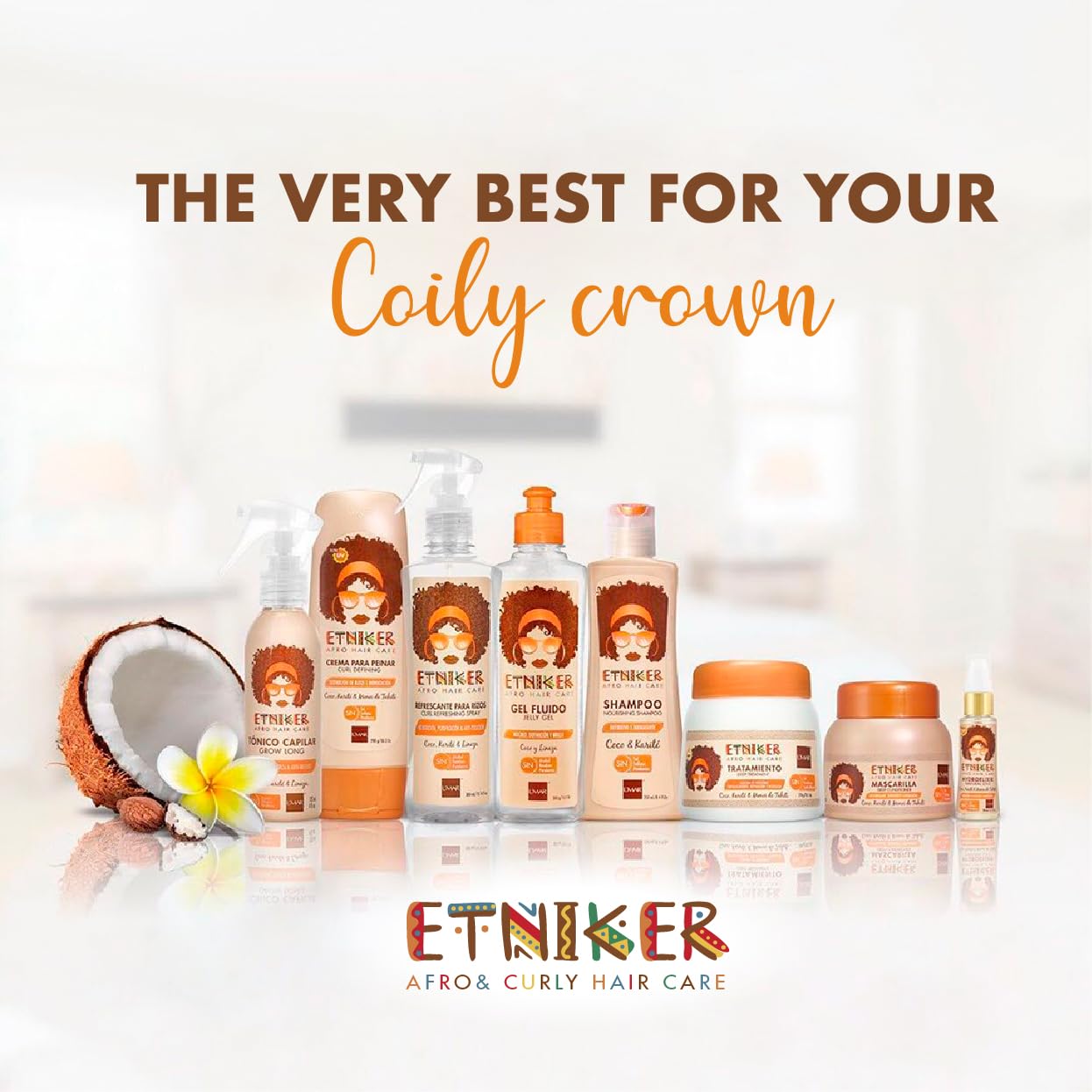 ETNIKER Curl Refresher Spray | Afro-textured, Curly & Wavy hair | Revive & Refresh | Coconut, Flaxseed, Shea Butter & Rambutan Seed Extract| Free from Silicones, Oils, Alcohol, Parabens by Lmar| Size: 10.14 fl oz (300 ml)