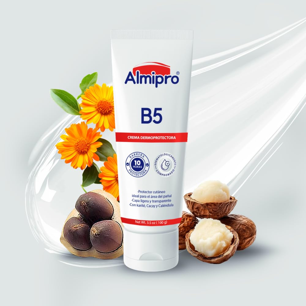 almipro B5 Dermo Protector cream. Moisturizing, repairing, protecting formula. Calendula and Cacay oil. Multi-Purpose Cream for Delicate Skin, Body, Hand Balm, Baby Safe. Soft & Clear texture. 3.5 oz