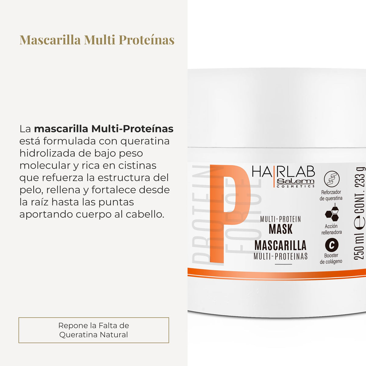 Salerm Cosmetics HAIRLAB MULTI-PROTEIN 3-PIECE KIT for Damage Hair, Shampoo 10.6oz + Balsam 9.8oz + Mask 8.2oz