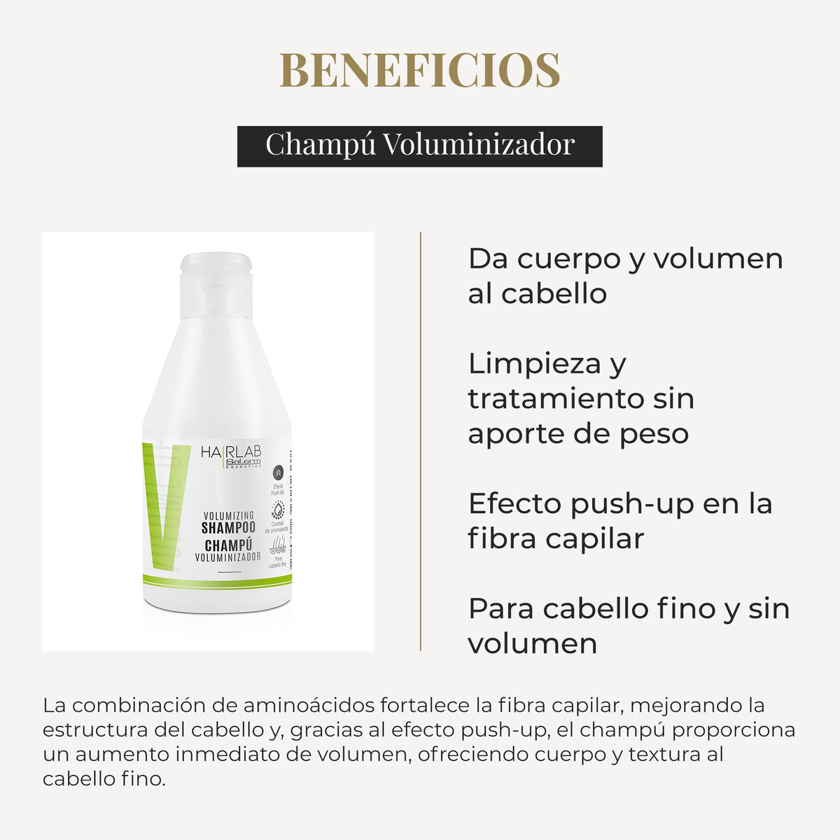 Salerm Cosmetics HAIRLAB VOLUMIZING SHAMPOO 10.6 OZ