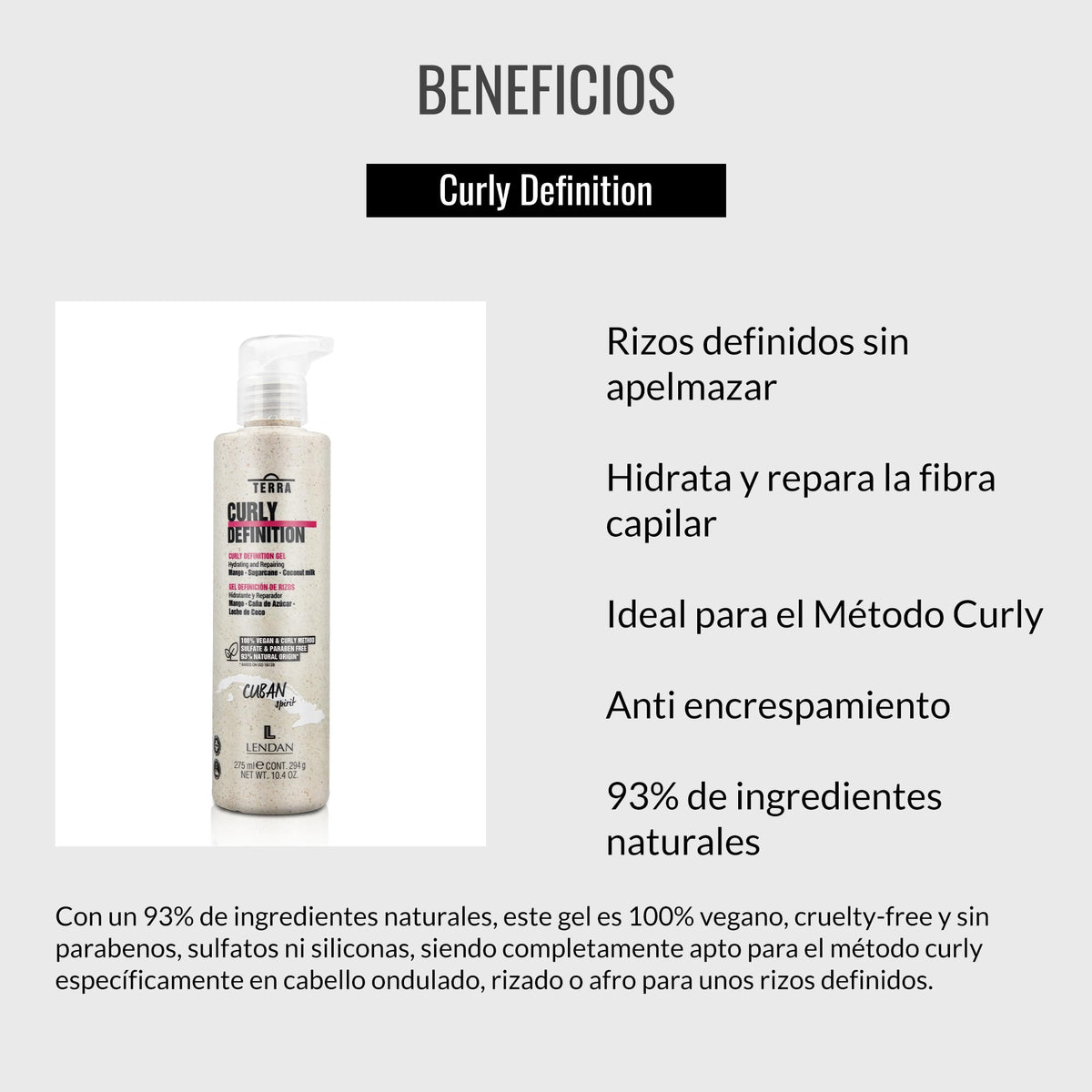 Lendan Curly Cuban Spirit 5-PIECE KIT by TERRA with Low Poo Shampoo 10.6 oz + Co-Wash Treatment 10.4 oz + Curl Defining Gel 9.7 oz + Curl Activator Cream 9.0 oz + Curly Oil 2.5 fl.oz
