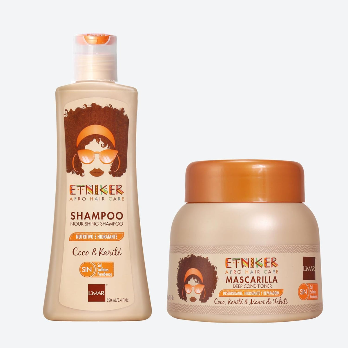 ETNIKER Curly Hair Care Bundle – Nourishing Shampoo & Deep Conditioning Mask | Hydrates, Softens & Restores Curls | Coconut & Shea Butter Formula | Sulfate-Free, Paraben-Free | 8.4 fl oz + 10 oz