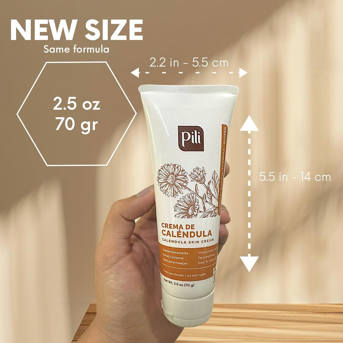 Pili Natural Calendula Cream - Moisturizing Cream for Rough, Dry, or Chapped Skin - Hydrating and Nurturing Skin Moisturizer - Unscented and Non-Greasy (2.5 oz)