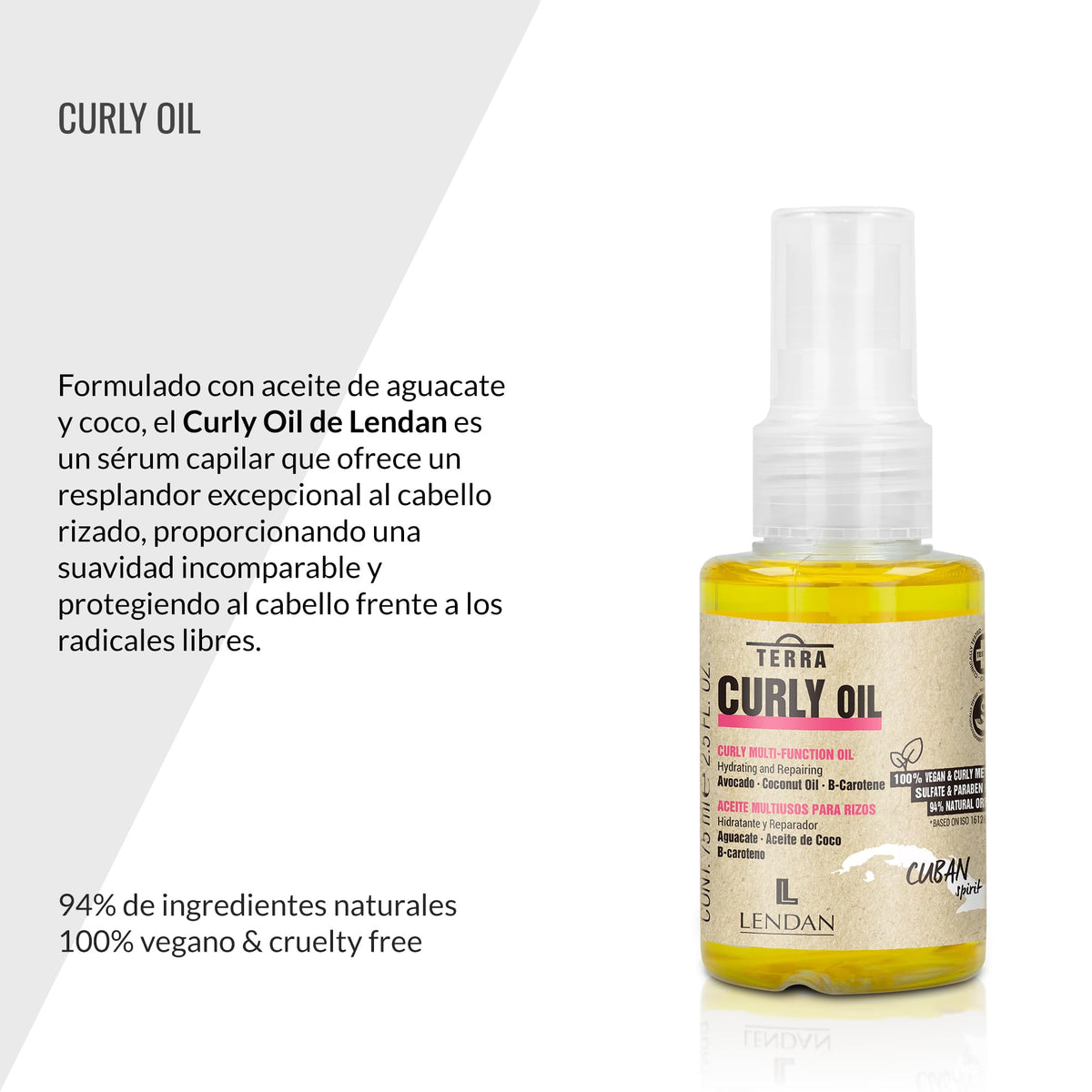 Lendan Curly Cuban Spirit 4-PIECE ACTIVATOR & OIL KIT by Terra with Low Poo Shampoo 10.6 oz + Co-Wash Treatment 10.4 oz + Curl Activator Cream 9.0 oz + Curly Oil 2.5 fl.oz