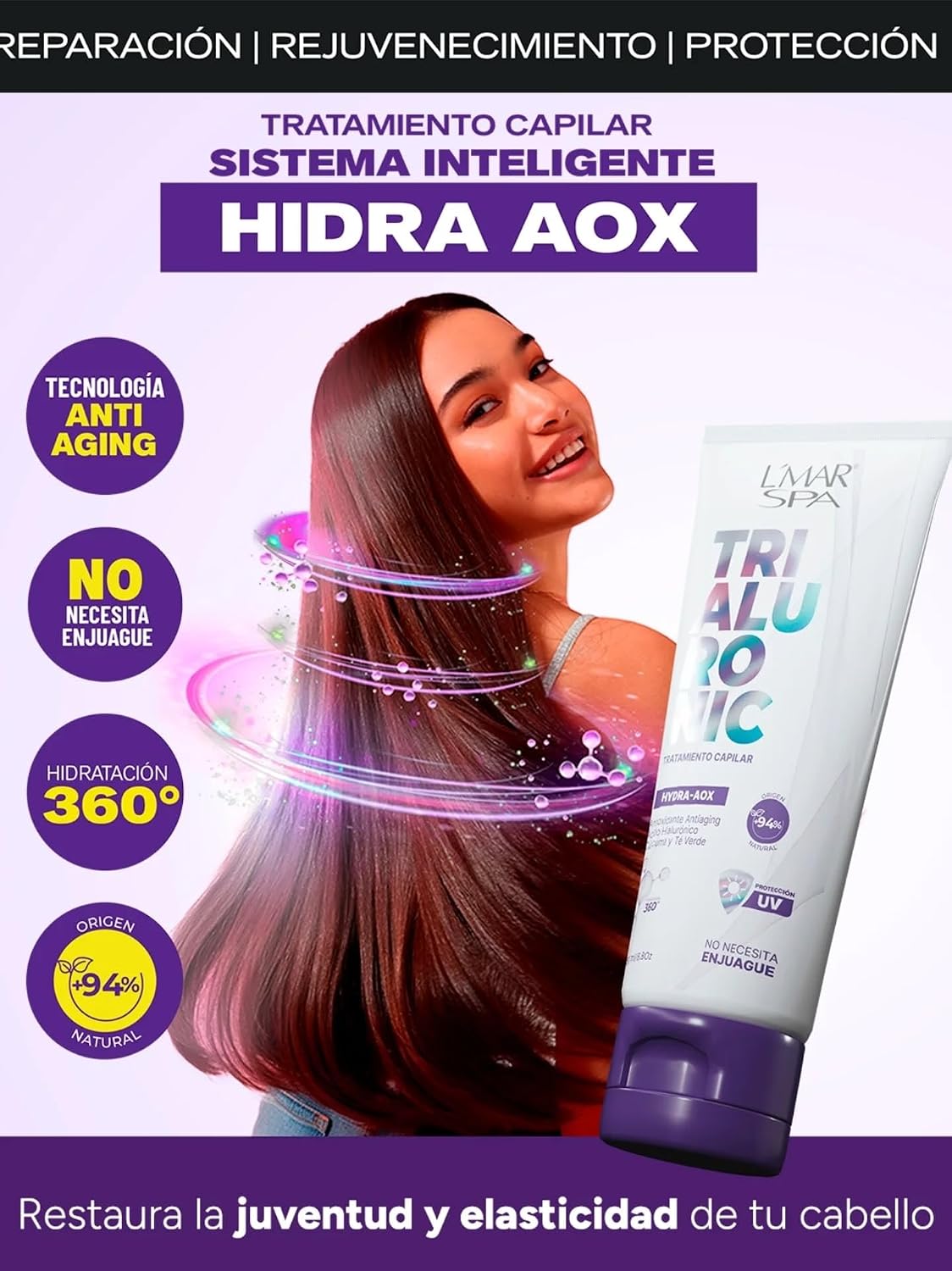 L'MAR Hair treatment Trialuronic Antiaging | Tratamiento capilar con Acido Hialuronico Trimolecular Antioxidante Colombia (8.8oz - 250ml)