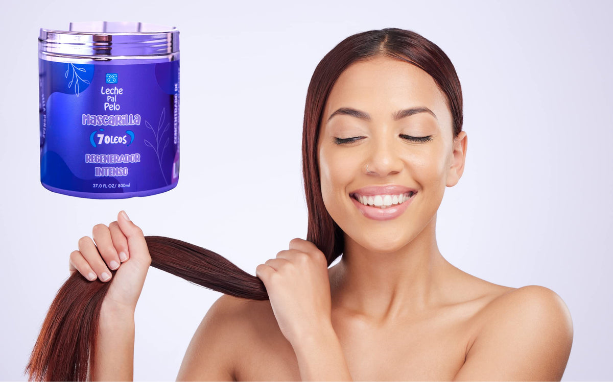 Leche Pal Pelo 7 Oleos Hair Treatment Mask | Dry, Damaged Hair | Argan, Shea butter, Macadamia, Coconut & More | Split Ends Moisturizer for Healthy, Silky & Shiny Hair- Paraben-Free. 27 oz - 800 ml