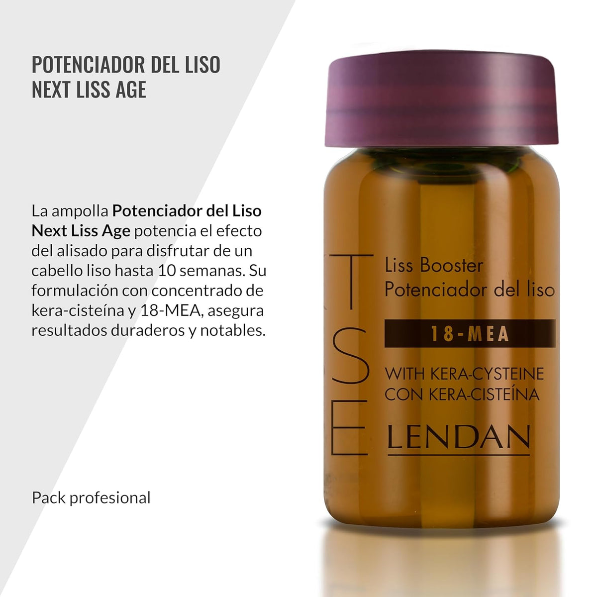 LENDAN - Next Liss Age Smoothing Booster - 6 x 7.6 ml - with 18-MEA and Hydrolyzed Keratin Concentrate - Enhances Professional Hair Straightening Treatment - Formaldehyde-Free