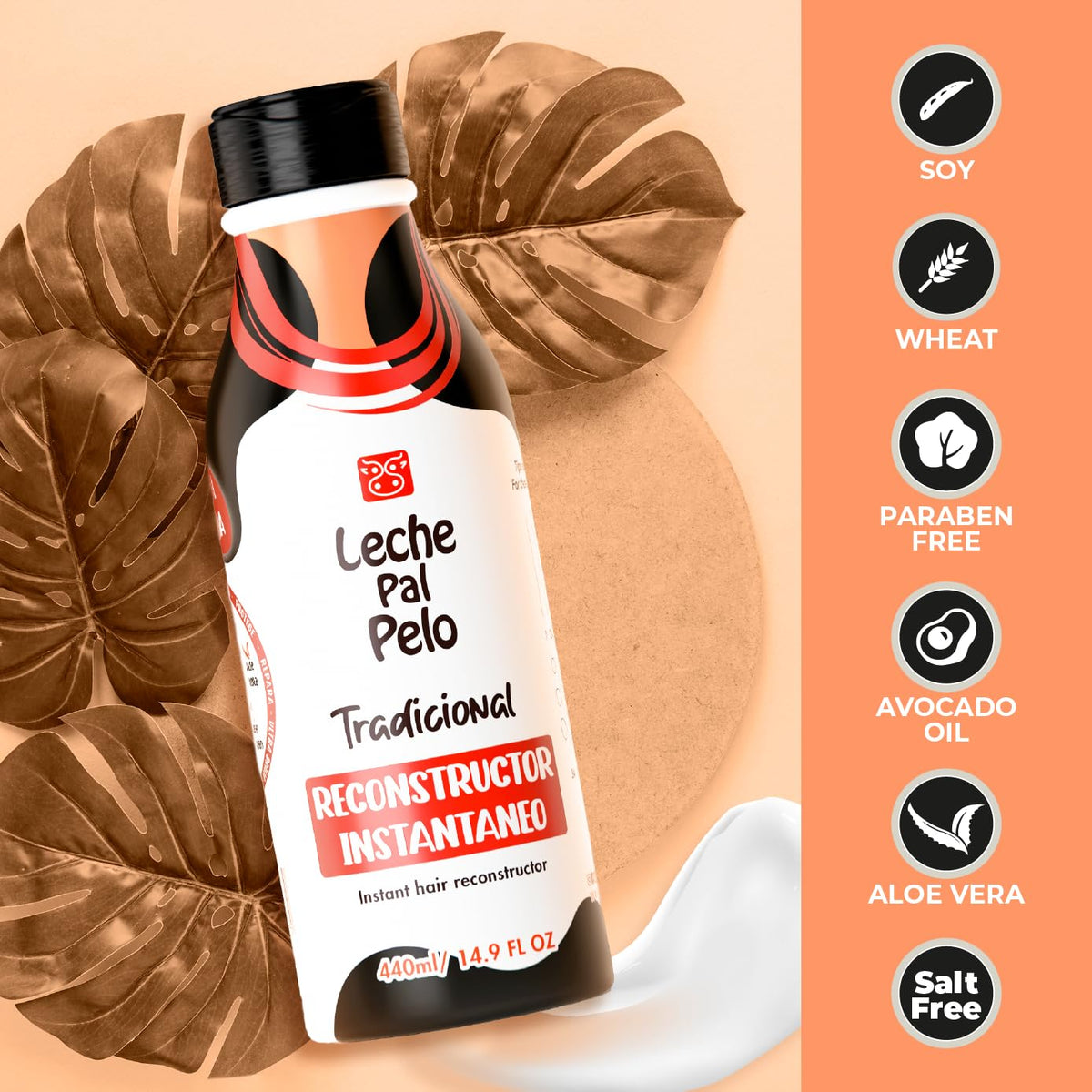Leche Pal Pelo Tradicional Instant Hair Reconstructor - Reconstructor Instantaneo para cabello normal a graso 14.9 oz.
