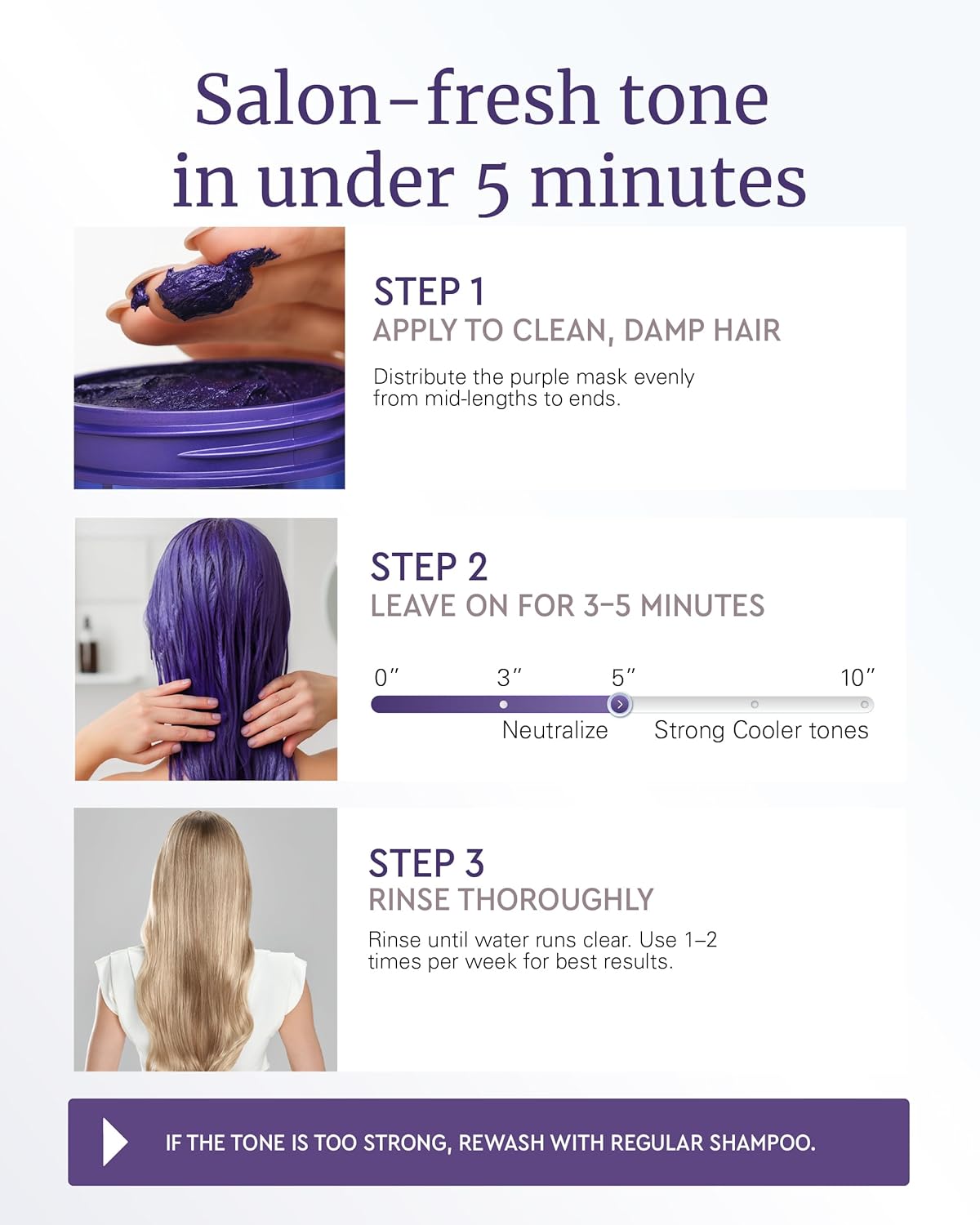LA PUISSANCE Purple Hair Mask for Blonde Hair, Gray or White Hair 8.4 oz - Toner for Blonde Hair Neutralizes Yellow & Brassy Tones - Keratin Purple Mask Deep Conditioning - Hair Toner for Highlighted Hair