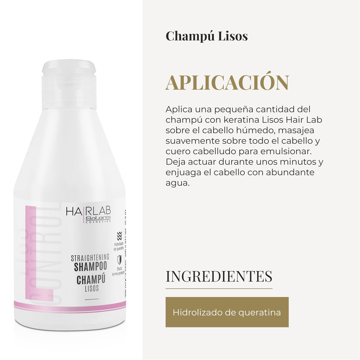Salerm Hair Lab Straightening Shampoo 10.6 oz - Champú Cabellos Lisos 300ml