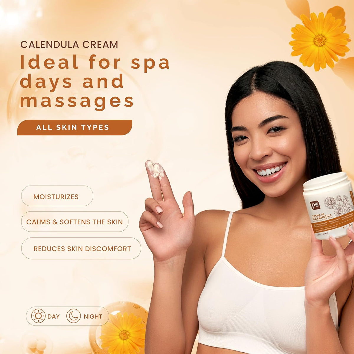 Pili Calendula Repair Cream for Dry & Sensitive Skin Barrier Support Moisturizer for Face, Hands & Body Non-Greasy, Unscented. Multipurpose Daily Use. 15 oz