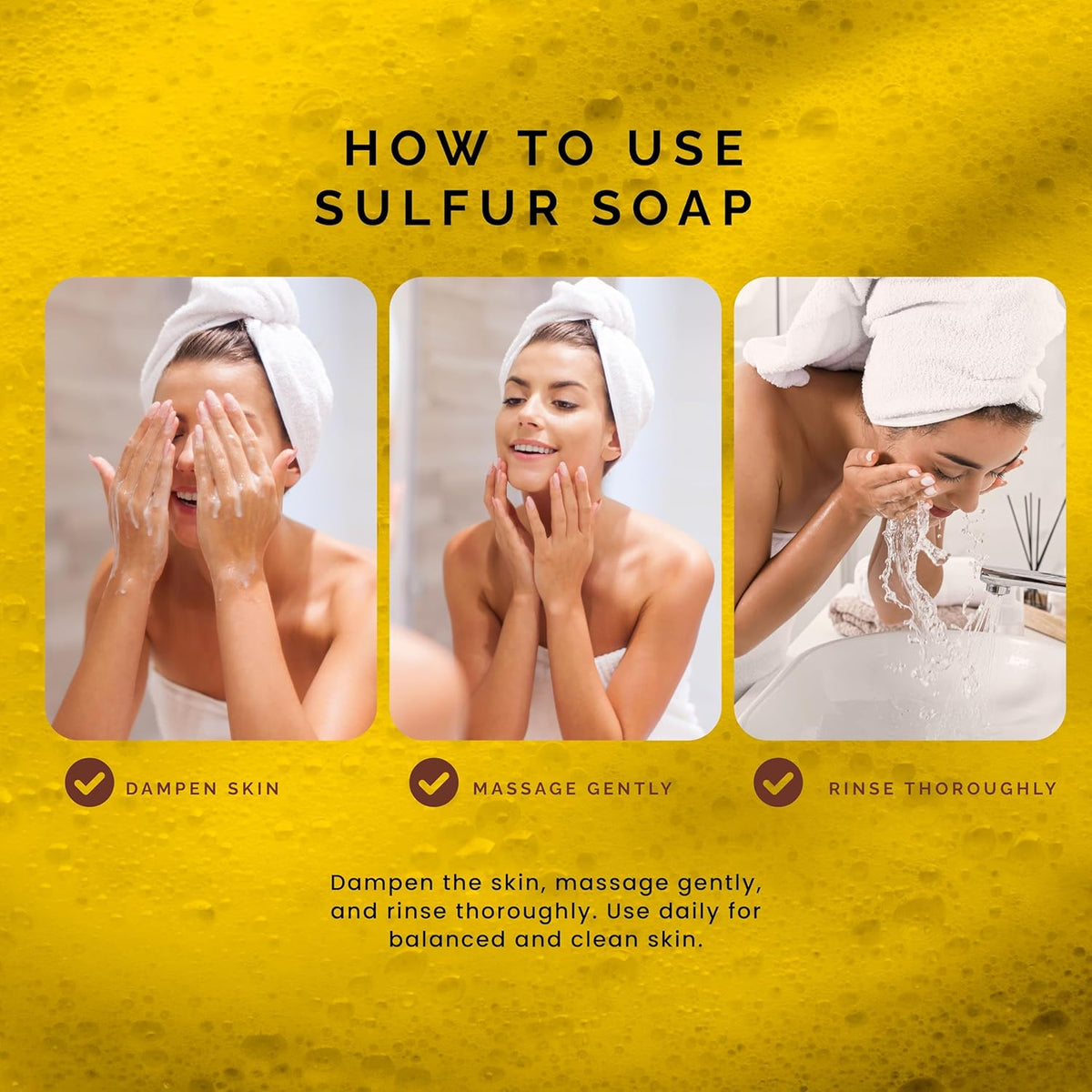 Pili Natural Sulfur Soap Bars (3 Pack) Jabón de azufre - Deep Cleansing and Oil-Control Formula for All Skin Types - Maintain Healthy Skin - 3-Pack