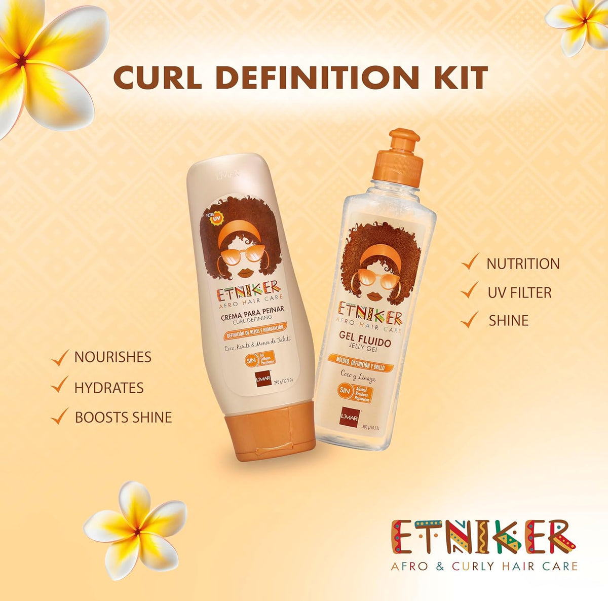 ETNIKER Ultimate Curl Bundle: Jelly Gel & Curl Defining Styling Cream | Sculpt, Define, and Moisturize for Perfectly Hydrated, Frizz-Free, and Long-Lasting Natural Curls | Coconut Oil, Shea Butter