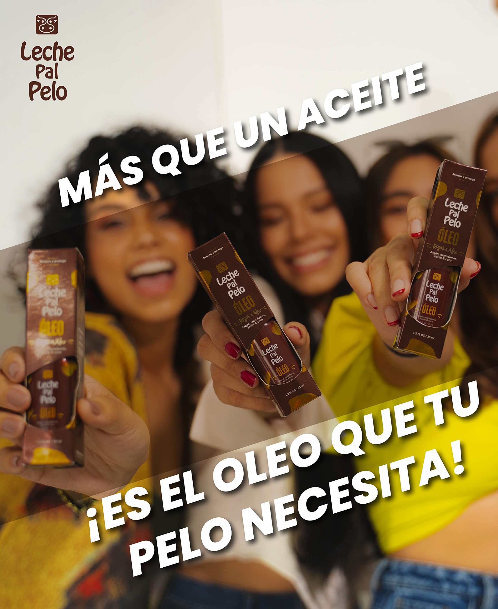 Leche Pal Pelo Hair Oil Treatment with Shea Butter, Macadamia, Argan & Coconut - For Split Ends- Frizzy & Damaged Hair - Repair Serum. 1.2 fl. oz