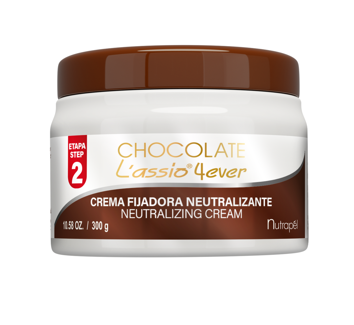 Nutrapel CHOCOLATE L´ASSIO 4EVER PERMANENT STRAIGHTENING KIT (SET OF 2) 10.58 oz. each. Lasts up to 6 months.