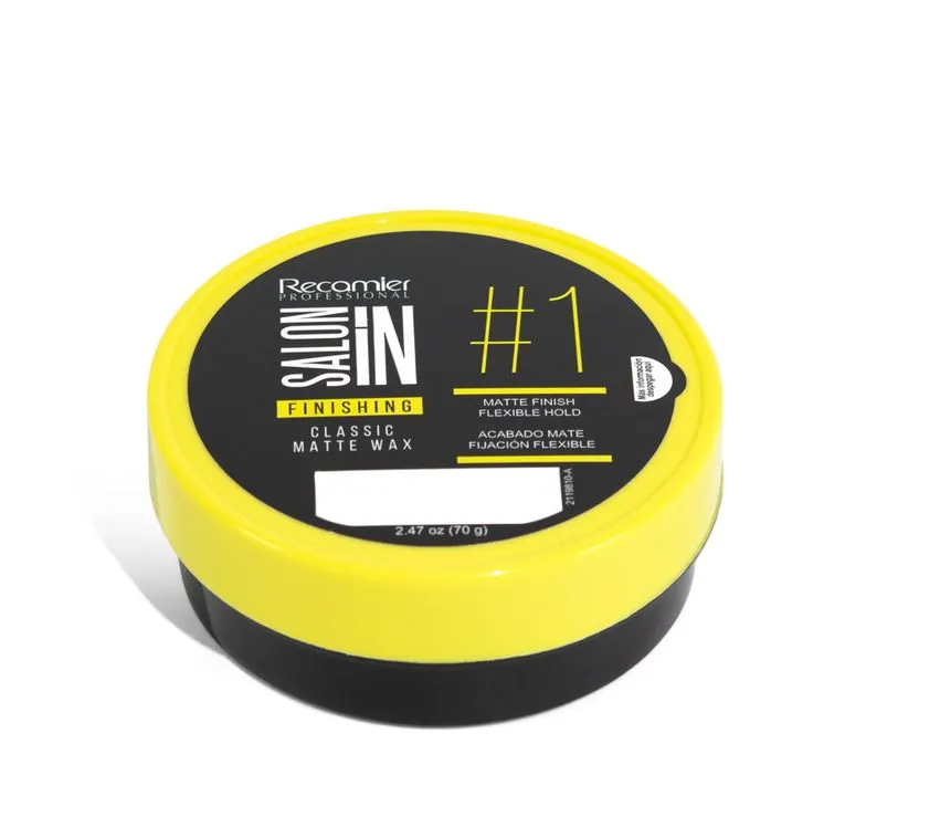 SalonIn Recamier Wax Matte Finishing and Styling Hair | Saloon in Cera Mate Para El Cabello Profesional 2.5 Ounces - 75 Grams