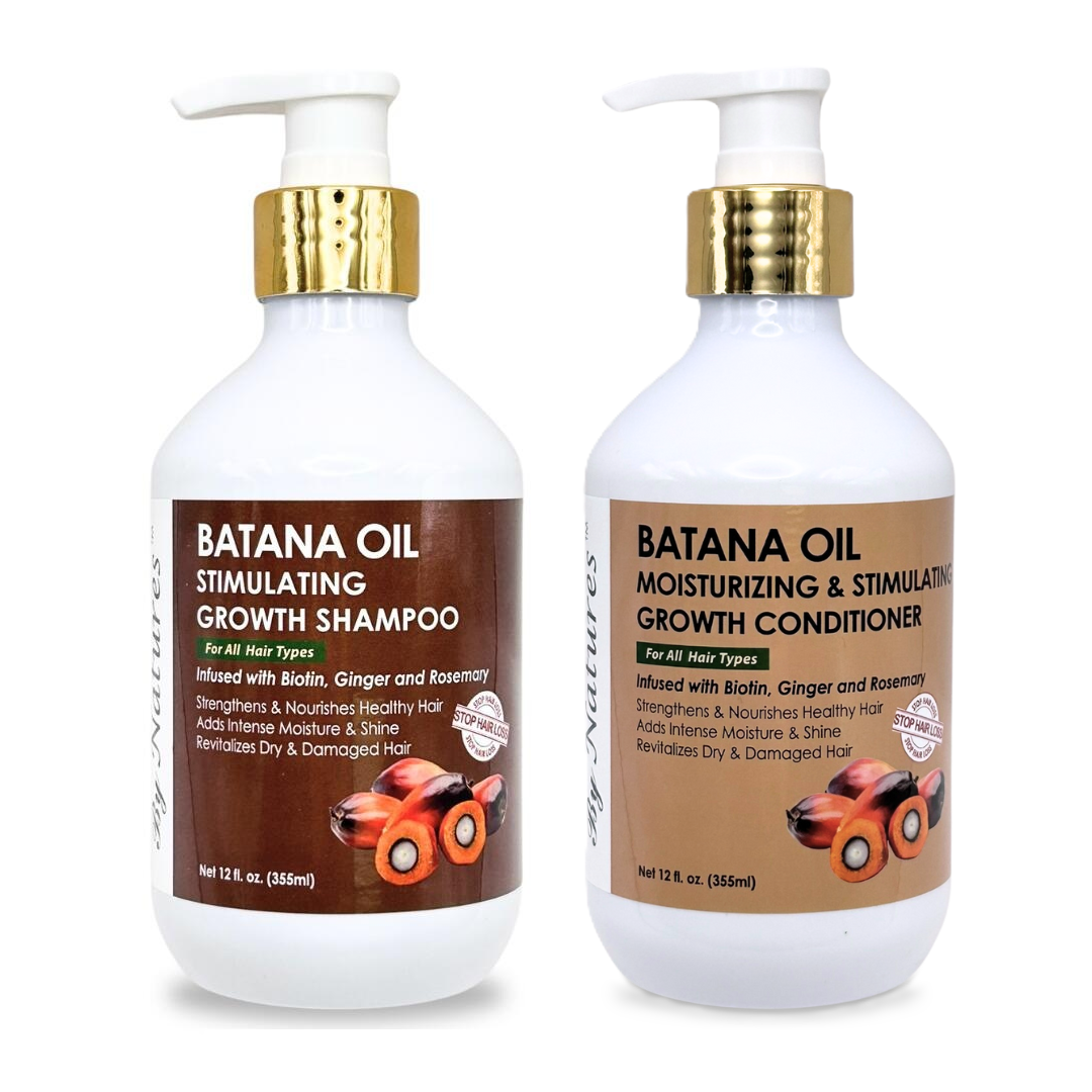 By Natures Batana Oil Shampoo & Conditioner Set – Strengthening & Moisturizing Duo for Dry, Damaged & Curly Hair | Promotes Growth, Shine & Repair | Natural Batana Oil Formula