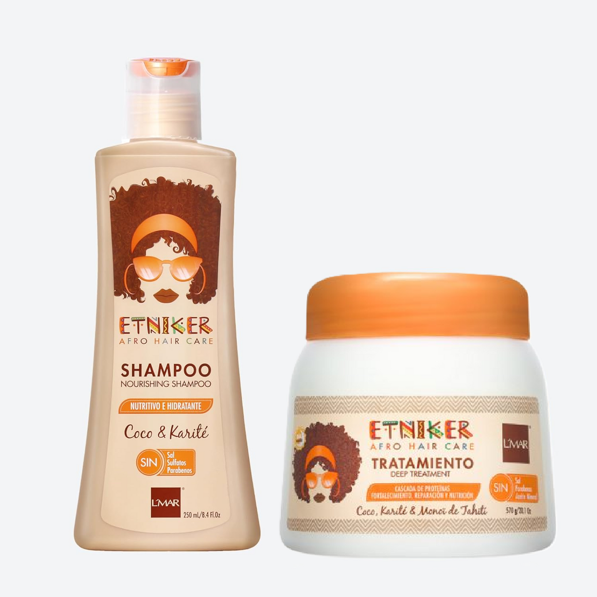 ETNIKER Curly Hair Care Bundle – Nourishing Shampoo & Deep Treatment | Hydrates, Softens & Restores Curls | Coconut & Shea Butter Formula | Sulfate-Free, Paraben-Free | 8.4 fl oz + 20 oz