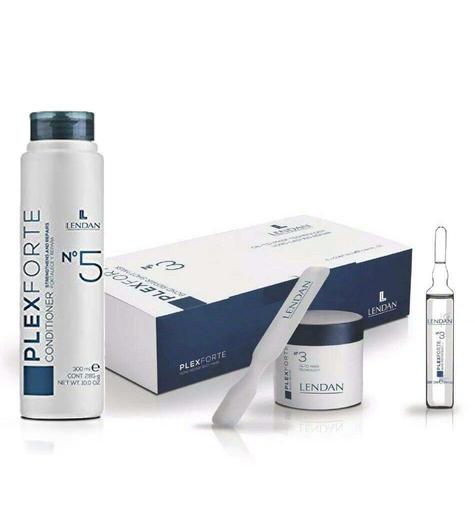 Lendan PlexForte Hair Treatment Kit of No. 3 Bond Repair Shot Mask and No. 5 Conditioner, 2 Pack Bundle