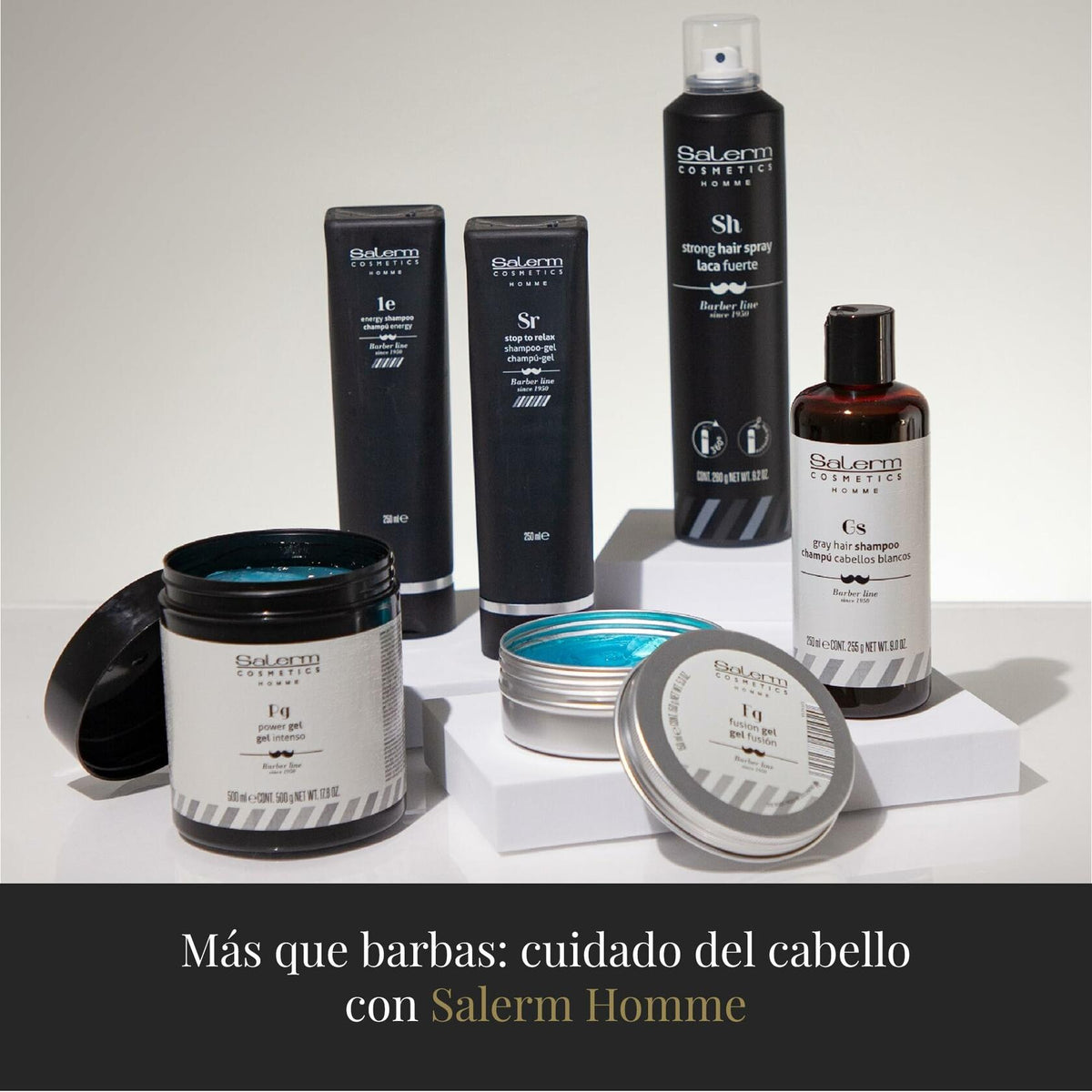 SALERM - Men's Hair Styling Gel - Homme Barber Line - 500 ml / 17.6 oz - Intense Hold Blue Gel