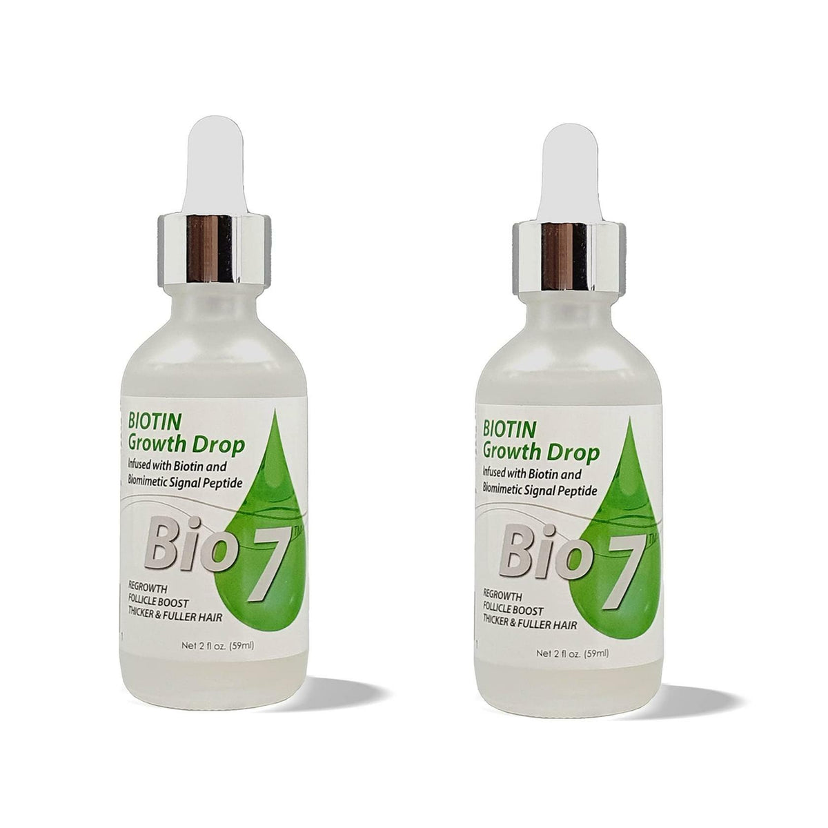 BIO7 BIOTIN GROWTH DROP INFUSED BIOMIMETIC SIGNAL PEPTIDE – 2 Fl Oz (2 Pack) – Improve the Appearance of Hair Loss By Looking Visibly Longer, Thicker, Boost Follicle Growth – By Natures