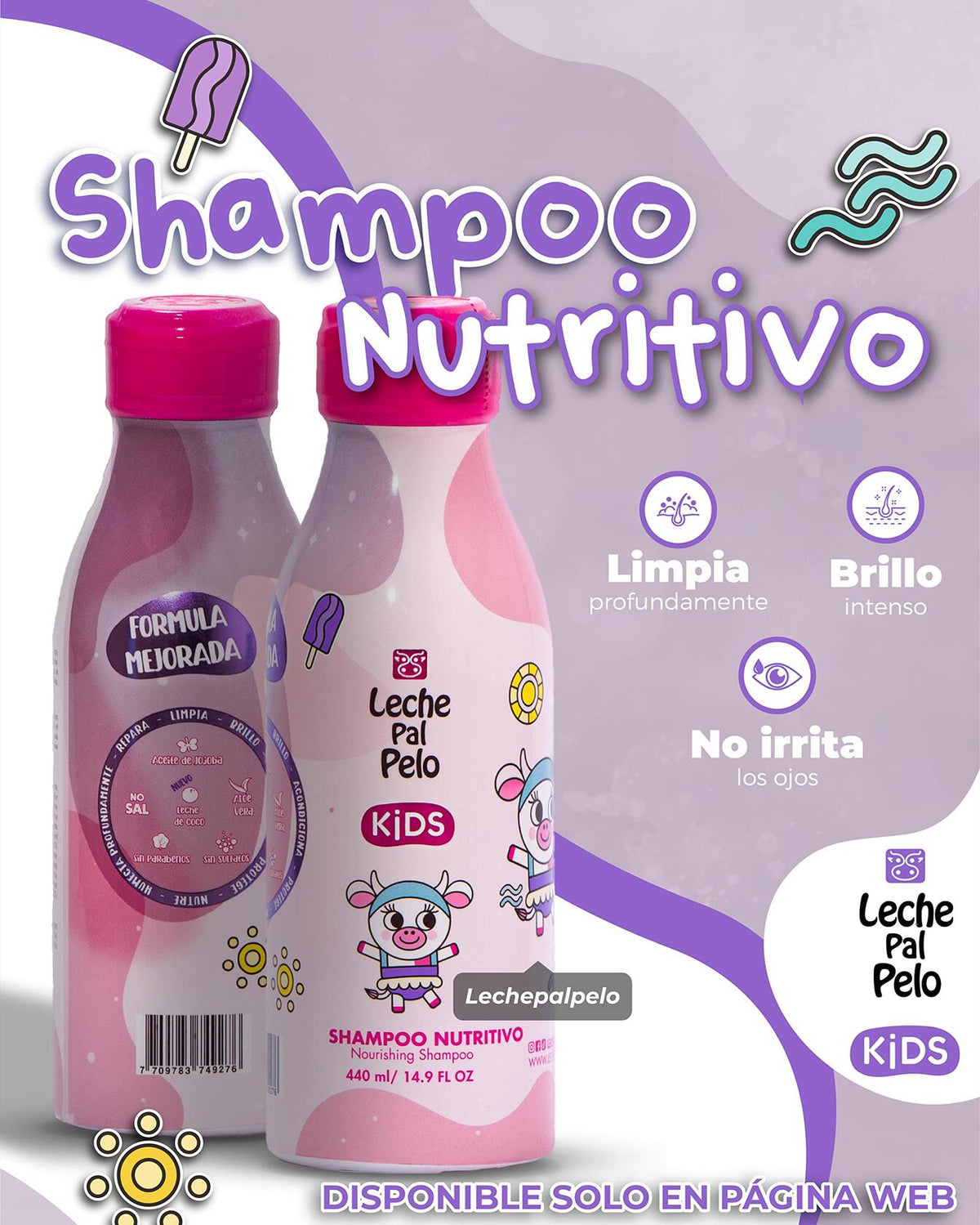 Leche Pal Pelo Kids Complete Hair Care Bundle, Shampoo, Conditioner, Styling Cream 14.9 fl oz