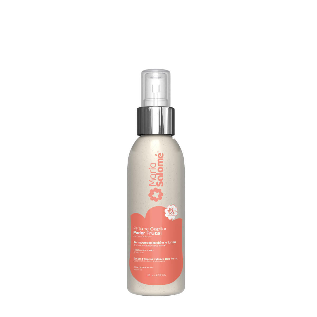 Maria Salome Poder Frutal Hair Perfume – Heat Protection & Long-Lasting Fragrance – Anti-Frizz Shine Spray with Dual-Action Formula for All Hair Types 4.05 fl.oz