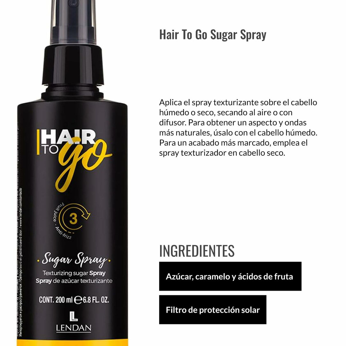 Lendan - Hair Texturizing Spray - Hair To Go Sugar Spray - 200 ml