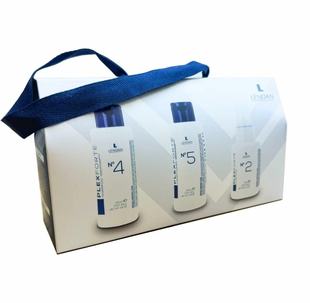 Lendan PlexForte Travel-size Hair Kit of No. 4 Shampoo 70ml, No. 5 Conditioner 100ml, and No. 2 Bond Filler 100ml, 3 Pack Bundle