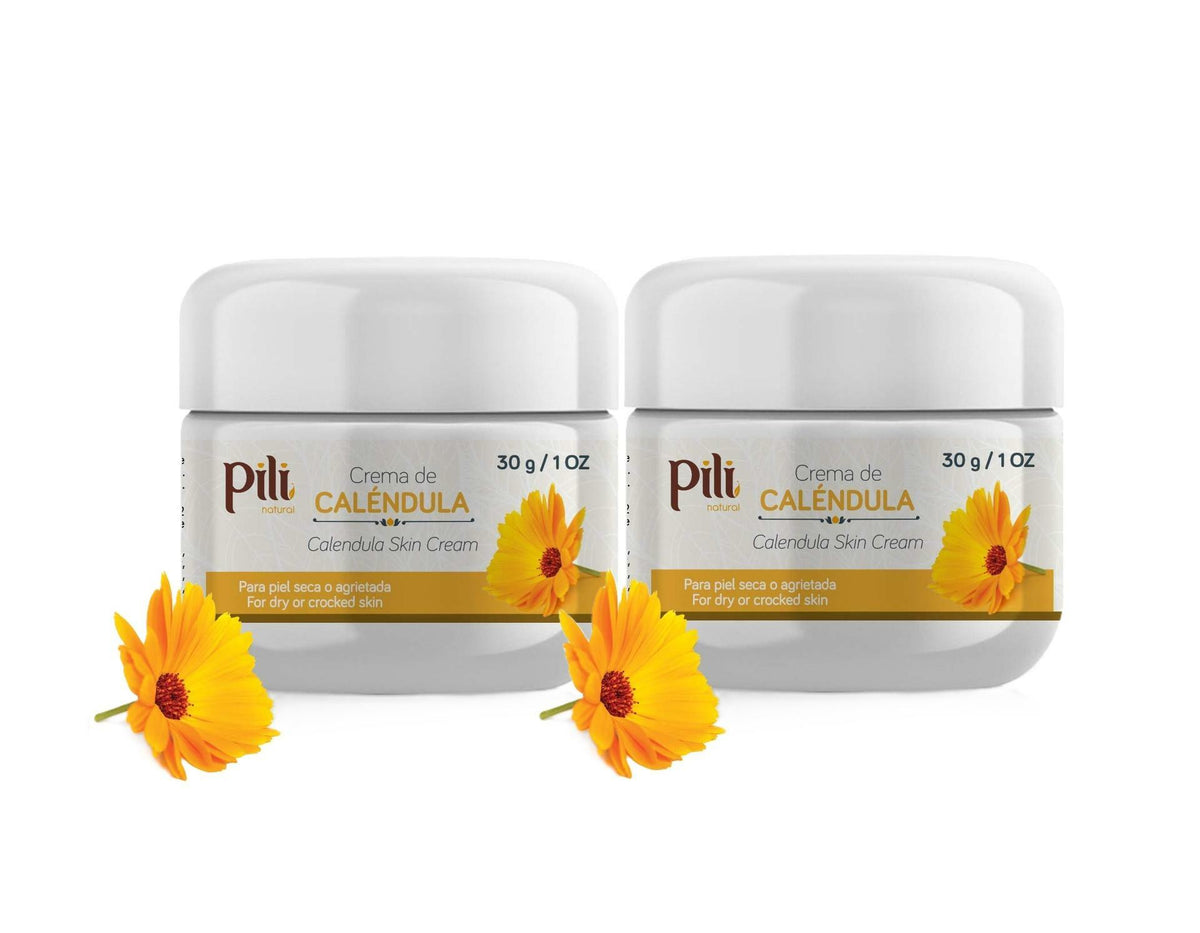 Pili Natural Calendula Cream (2 Pack) - Moisturizing Cream for Rough, Dry, or Chapped Skin - Crema de Calendula (1 oz/Unit)