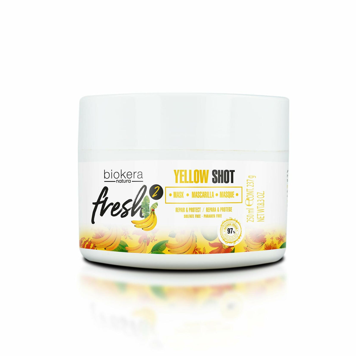 SALERM - Deep Repair Hair Mask - Biokera Fresh Yellow Shot Mask - 250 ml - Hydrates, Repairs, and Protects Hair - Anti-Frizz - Sulfate-Free and Paraben-Free