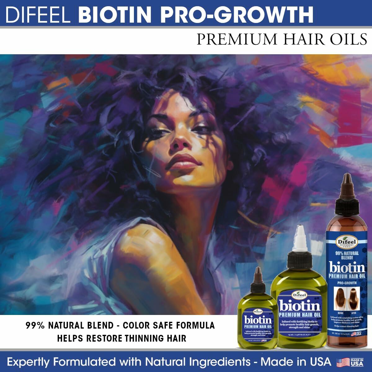 Difeel Premium Biotin Hair Oil 2.5 oz. (Pack of 2)