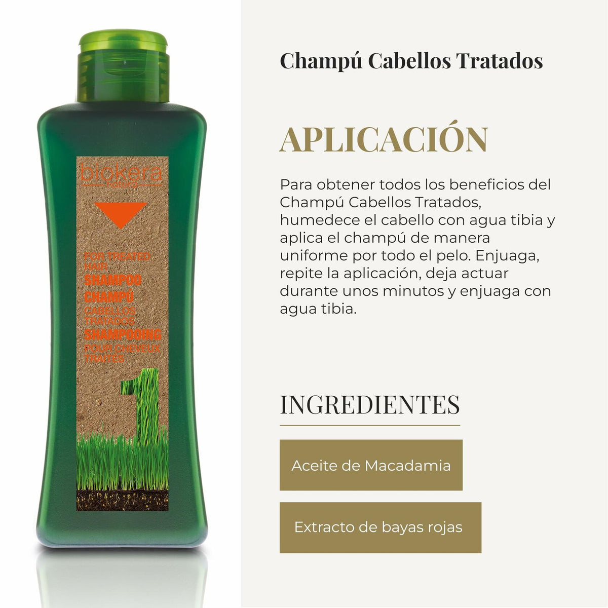 Salerm Biokera Natura Treated Hair Shampoo with Macadamia Oil and Red Berry Extract, 10.8 Ounce
