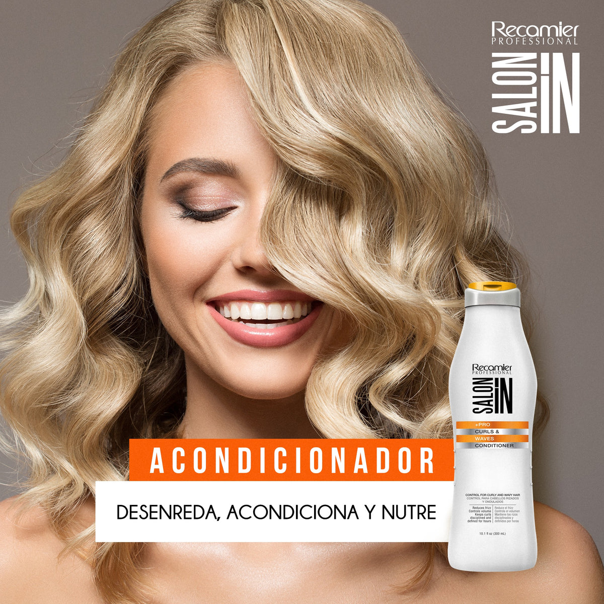Recamier Professional Salon In +Pro Curls and Waves Hair Conditioner 10.1 fl.oz. - Acondicionador para Cabello Rizado y Ondulado