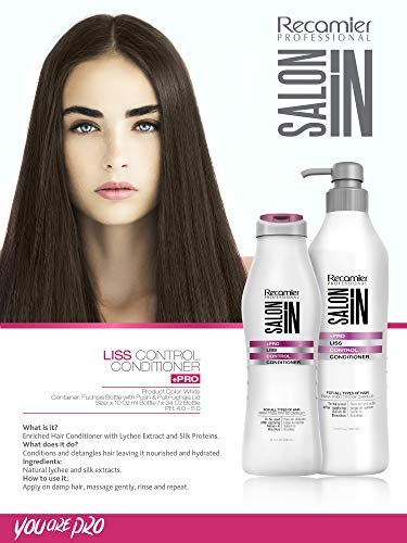 RECAMIER Anti Frizz Shampoo Conditioner Set Hair 10.1 OZ + 2 Nano keratin Shots