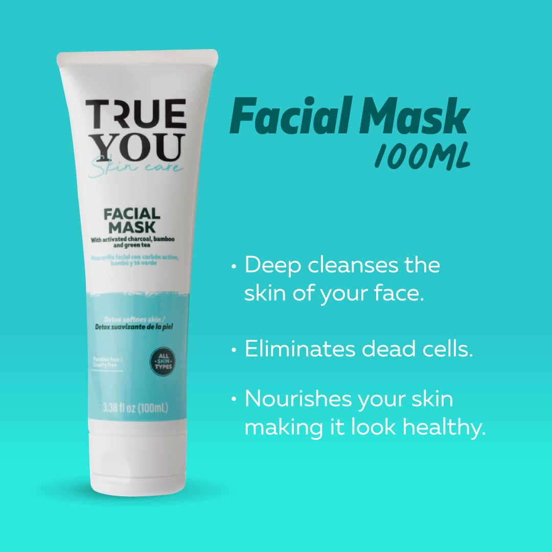 TRUE YOU Facial Mask Carbon activated with green tea and bambu extract 3.38oz
