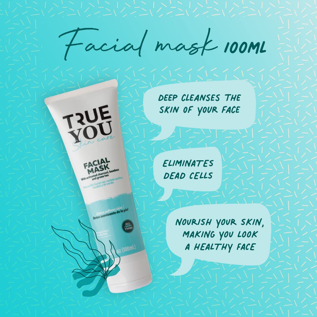 TRUE YOU Facial Mask Carbon activated with green tea and bambu extract 3.38oz
